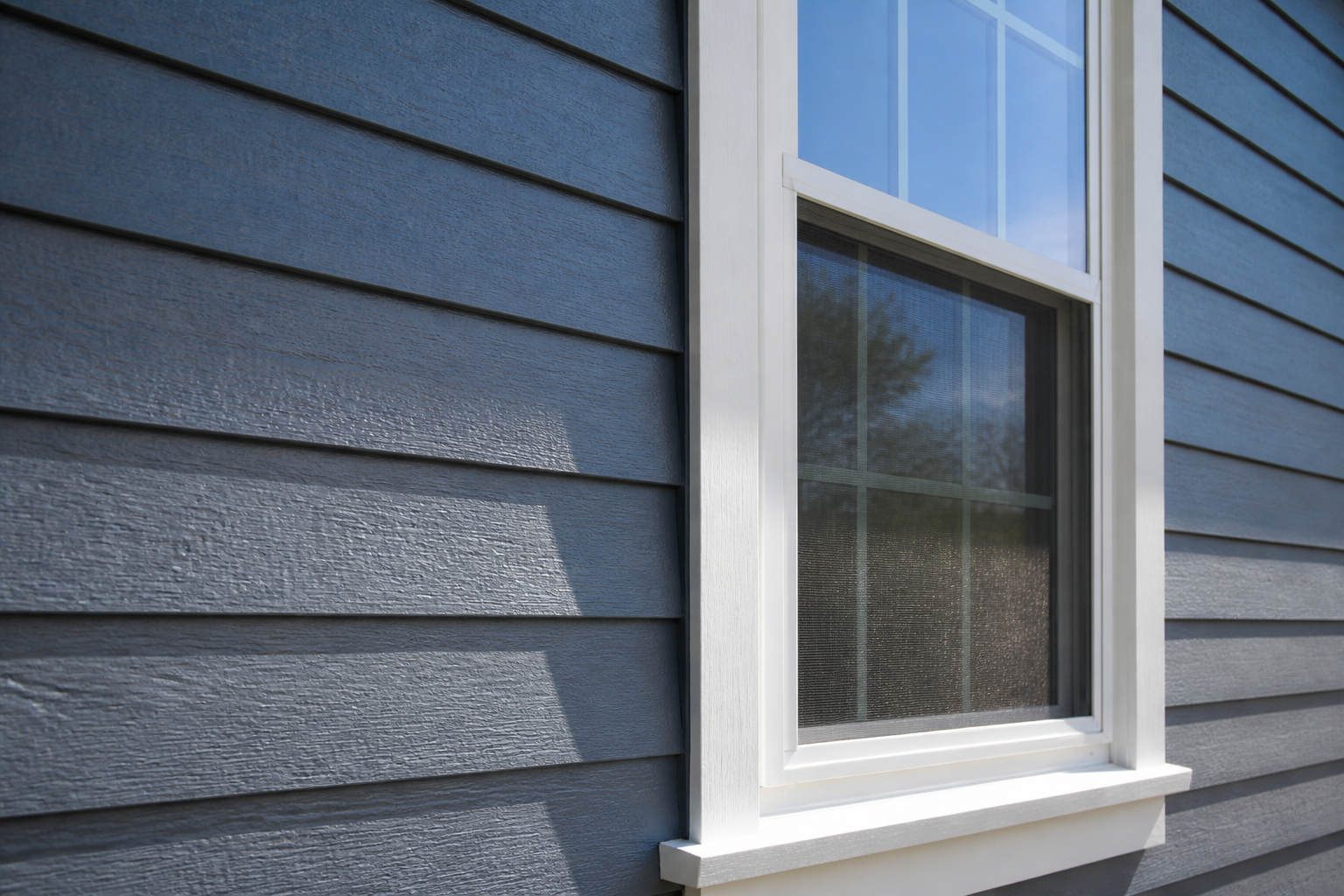 Fresh exterior siding paint and window trim in Grand Island, NE