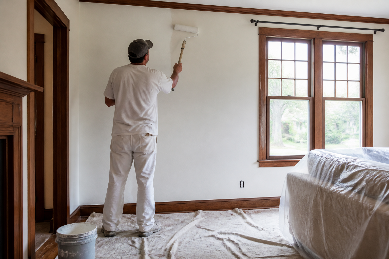 Residential interior painting in progress in Hall County, Nebraska